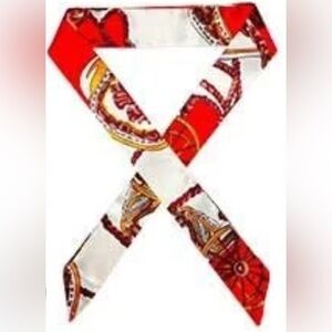 Red & White Baroque Print Versatile Women’s Scarf